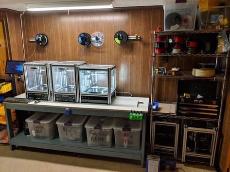 3d Printer Workshop, 3d Printer Table Ideas, 3d Printer Workstation, 3d Print Setup, 3d Print Station, 3d Printing Station, 3d Printer Workspace, 3d Printer Station, 3d Printer Desk