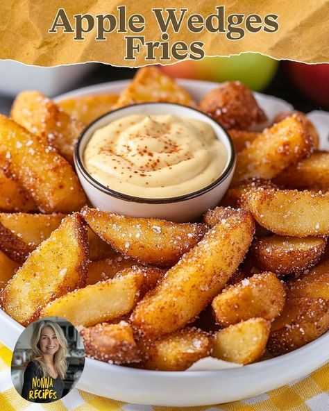 Apple Wedge Fries, Air Fried Apple Wedges, Wedges Fries, Nonna Recipes, Annie Campbell, Autumn Sweets, Wedge Fries, Recipes Fruit, Apple Recipes Easy