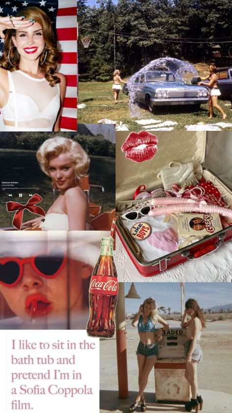 Coquette Summer Americana Lana del Rey 1950s Americana Aesthetic, Lana Del Rey Aesthetic America, Americana Aesthetic Coquette, Vintage Americana Lana Del Rey, Summer Lana Del Rey Aesthetic, Lana Del Rey American Aesthetic, Vintage American Aesthetic, Lana Del Rey Americana Aesthetic, Sweetheart Photoshoot