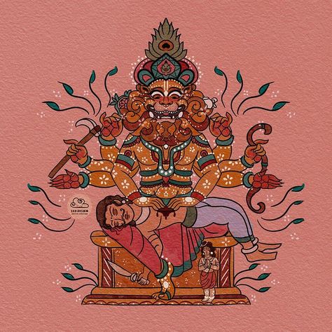 Lil Raincloud 🌧 Writer / Artist (@lilrain.cloud) • Instagram photos and videos Ramayana Illustration, Ramayana Art, God Illustrations Ram, Ramayana Paintings, Ramayana Paintings Art, Meditation Artwork, Temple Drawing, Mysore Painting, Sri Rama