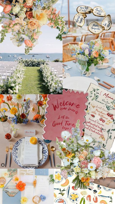 Peachy, bright , Nancy Meyers vibes, coastal wedding in New England, homemade wedding vibes Coastal New England, New England Wedding, England Wedding, Coastal Wedding, My Dream, Good Times, New England, Dream Wedding, Wedding Day