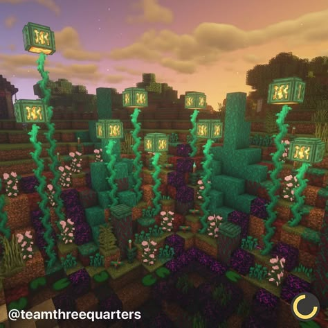 Team ¾ - Minecraft on Instagram: “I used some of the new #nether #blocks to do a terraform! Many people forget you can combine overworld and nether plants :)  Follow…” Minecraft Water Lily, Minecraft Swamp Ideas, Minecraft Garden Ideas, Garden Minecraft, Minecraft Halloween, Minecraft Garden, Minecraft Characters, Minecraft Plans, Minecraft Construction