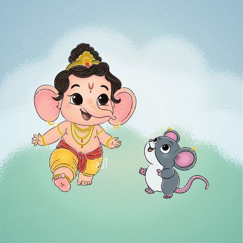 Ganesh wallpaper Cute Ganesha, Ganesh Art Paintings, Ganesh Art, Wallpaper Cute, Cute Illustration, Ganesha, Art Painting, Paintings, Illustrations