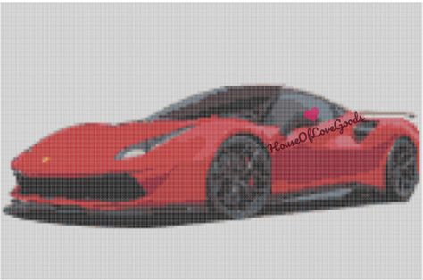 Formula 1 Cross Stitch, Lightning Mcqueen Cross Stitch, Lightning Mcqueen Cross Stitch Pattern, Ferrari Cross Stitch Pattern, Race Car Cross Stitch Pattern, Graph Paper Designs, Ferrari 488, Camaro Zl1, Custom Cross