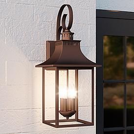 Cottage Outside Light, Colonial Exterior Lighting, Patio Light Fixtures, Foyer Front Door, Outside Lighting Ideas, Front Door Light, House Light Fixtures, Modern Cottages, Barn Light Fixtures