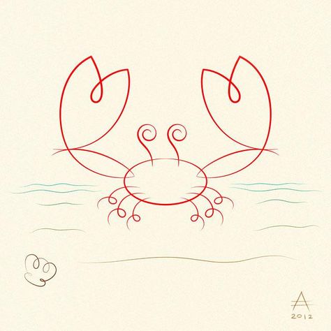 Crab Cartoon, Crab Tattoo, Animal Portraits, Line Work Tattoo, Cartoon Tattoos, Inspirational Images, Mini Tattoos, Minimalist Tattoo, Moon Tattoo