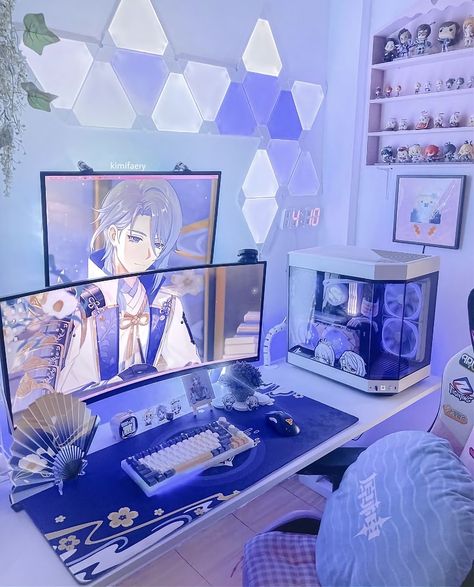 Gamer Bedroom, Computer Gaming Room, Video Game Room Design, Pc Gaming Setup, Otaku Room, Gamer Room Decor, Video Game Rooms, Pc Setups, Bedroom Setup