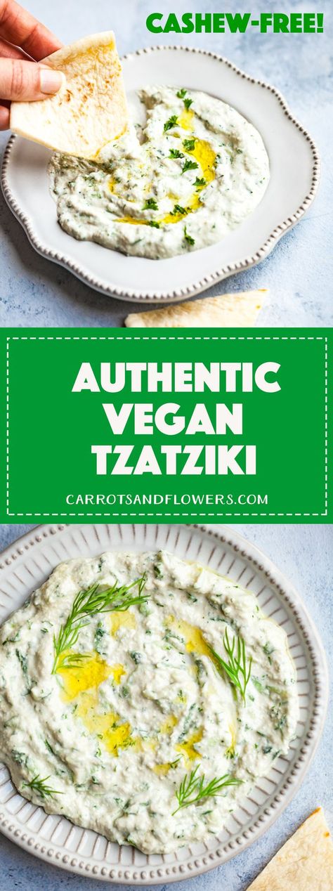 International Sauces, Chakra Foods, Quarantine Routine, Mediterranean Diet Recipes Dinners, Vegan Tzatziki, Tzatziki Recipes, Flexitarian Diet, Easy Mediterranean Diet Recipes, Vegan Dip