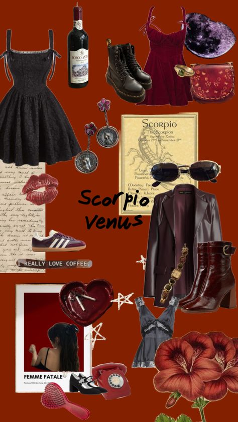 #myfirstshuffle #scorpio #venus #aestheticcollage Witchcore Fashion, Scorpio Fashion, Scorpio Ascendant, Venus Fashion, Venus Dresses, Dark Feminine Aesthetic, Shein Outfits, Feminine Aesthetic, Casual Work Outfits