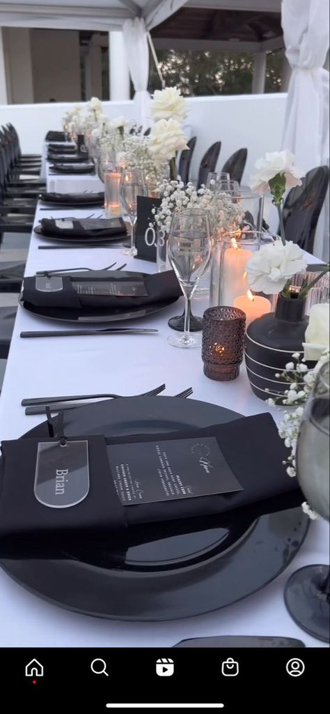 [Ad] 44 Most Pinned Black And White Wedding Table Centerpieces Tips and Tricks You've Never Considered Now #blackandwhiteweddingtablecenterpieces White Wedding Table Centerpieces, Black And White Wedding Table, Wedding Dinner Table Setting, Bridal Party Color Schemes, White Wedding Table, Most Pinned, Dark Wedding Theme, Dinner Party Table Settings, Fairytale Bridal