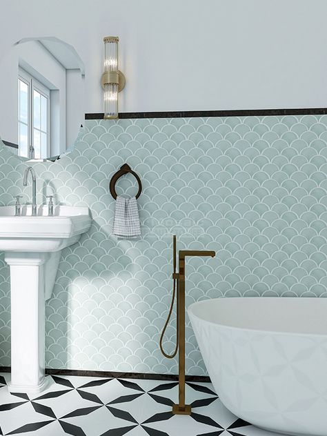 fish scale tile wholesale Fish Scales Tiles Bathroom, Fishscale Tile Bathroom, Fish Scale Bathroom, Fish Scale Tile Bathroom, Tile Fish, Bathroom Restoration, Moroccan Fish, Scale Tile, Moroccan Fish Scale Tile