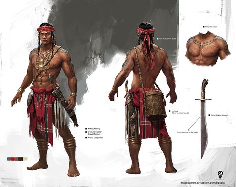 ArtStation - Main Game character Concept art (1st Pass) , Bryan Sola Filipino Warrior Art, Lapu Lapu Drawing, Game Character Concept Art, Game Character Concept, Philippine Mythology, Warrior Concept Art, Filipino Art, Concept Art Character, Game Concept Art