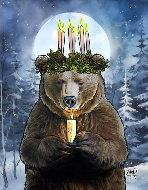 St Lucia Day, Candle In The Dark, Bear Artwork, Light A Candle, Greeting Card Art, Consciousness Art, Be The Light, Christmas Icons, Bear Art