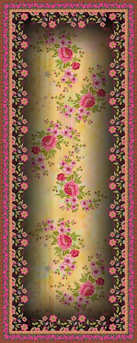 Dupatta Duppattas Designs Ideas, Digital Print Dupatta, Dupatta Design, Flower Png Images, Bracelets Tutorial, Design Pattern Art, Floral Textile, 360 Design, Textile Prints Design