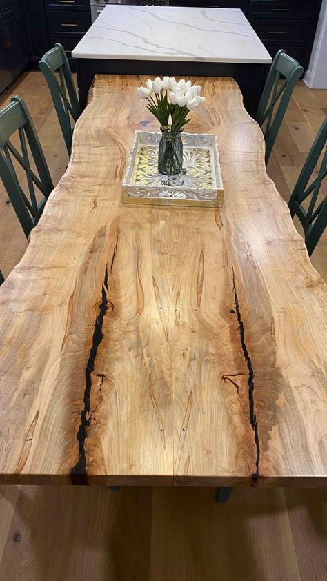 Narrow Dining Tables, Wood Slab Dining Table, Diy Dining Room Table, Pine Dining Table, Kitchen Table Wood, Live Edge Dining Table, Large Dining Room, Farmhouse Dining Table, Table Kitchen