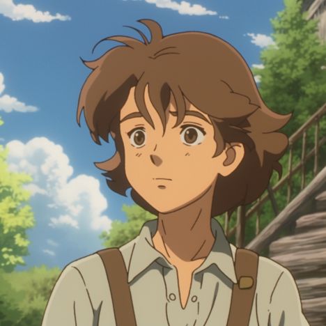 Brown Hair Profile Picture, Studio Ghibli Characters Icon, Icon Profile Picture Cartoon, Ghibli Characters Icon, Brown Haired Character, Studio Ghibli Style Art, Ghibli Men Characters, Brown Hair Characters, Brown Anime Pfp