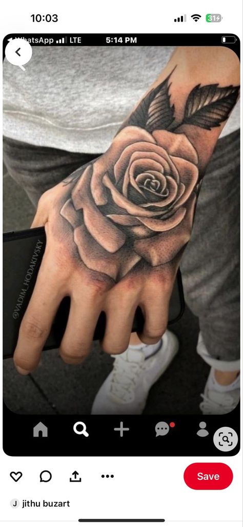 Hand Tatto, Tattoo Ideas Males, Rose Tattoo Forearm, Rose Tattoo On Arm, Rose Hand Tattoo, Rose Tattoos For Men, Rose Tattoos For Women, Hand Tats, Hand Tattoos For Women