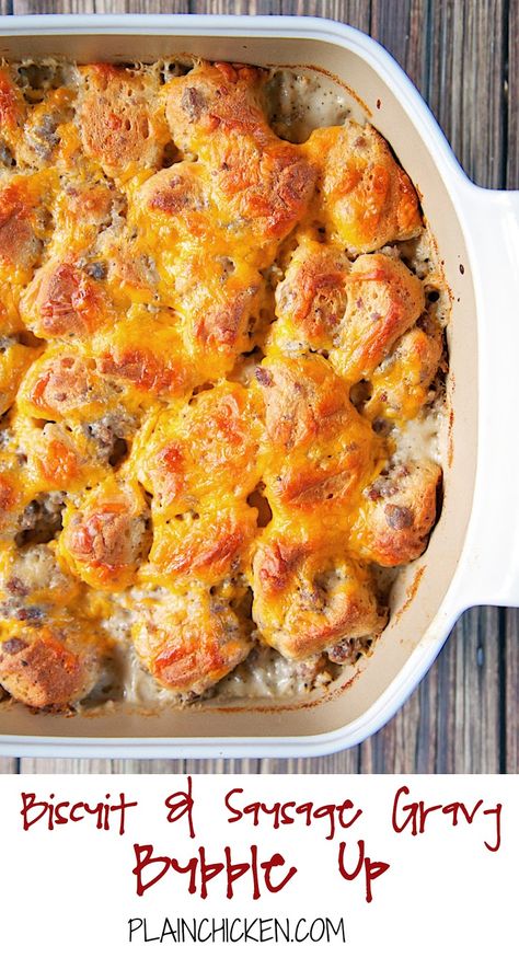 Biscuit and Sausage Gravy Bubble Up | Plain Chicken® Savory Clafoutis, Breakfast Sausage Gravy, Casserole With Biscuits, Homemade Sausage Gravy, Breakfast Casserole With Biscuits, Biscuits Casserole, Breakfast Sausage Recipes, Best Breakfast Casserole, Healthy Breakfast Muffins