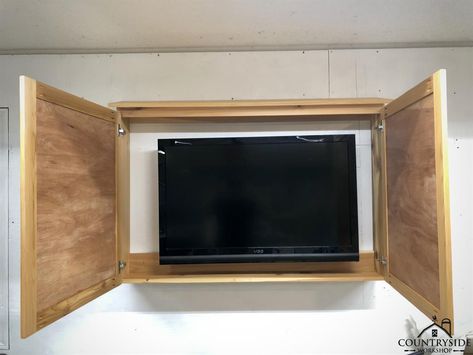 Outdoor TV Cabinet - buildsomething.com Homemade Outdoor Tv Cabinet, Outdoor Cedar Tv Cabinet, Waterproof Tv Cabinet Outside, Outdoor Tv Cabinet Bar, Outdoor Tv Ideas, Outdoor Tv Cabinet Weatherproof Wall, Diy Outdoor Tv Cabinet With Lift, Outdoor Tv Box, Patio Tv