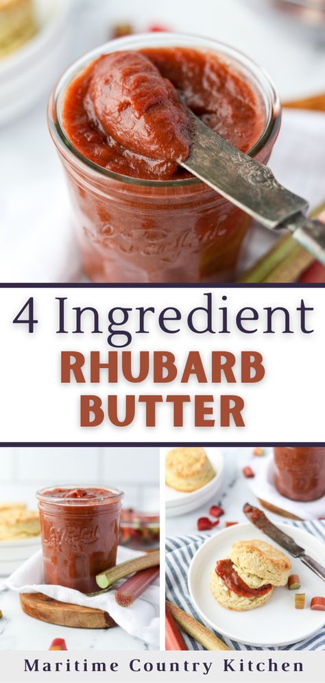 Discover the joy of making homemade rhubarb butter with this easy recipe! Not only does it showcase the tangy delight of rhubarb in a velvety spread, but it will elevate your culinary creations and give a delicious twist to your usual fare! Rhubarb Butter Recipes, Strawberry Rhubarb Butter, What To Do With Rhubarb, Rubarb Recipe, Rhubarb Recipes Easy, Rhubarb Pineapple Jam, Rhubarb Relish, Raspberry Rhubarb Jam Canning, Rhubarb Vanilla Jam