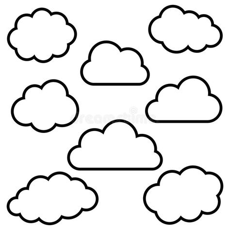 Cloud Outline, Cloud Template, Cloud Stencil, Stencil Outline, Craft Images, Tattoo Stencil Outline, Clouds Pattern, Tattoo Stencil, Kids Clipart