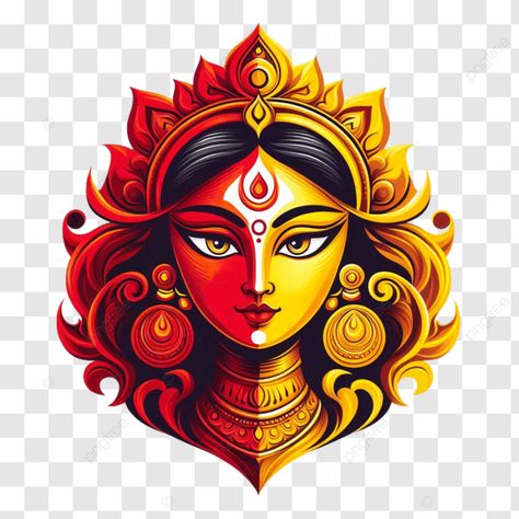 Durga Goddess Art, Maa Durga Face, Navratri Goddess, Durga Navratri, Durga Face, Eyes Clipart, Devi Maa, Happy Durga Puja, Logo Cloud