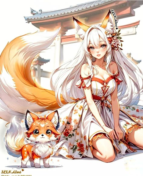 Fox Girl Character Design, Dnd Reference, Girl Character Design, Anime Girlies, Kitsune Fox, Campaign Ideas, Fox Tail, Girl Character, Fox Girl