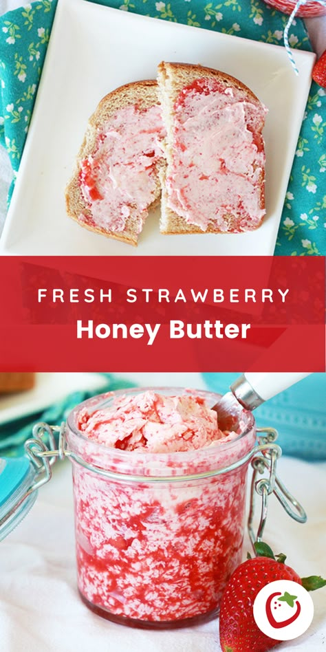 You will want your butter to be at room temperature when you whip it with the strawberry puree. I used my kitchen-aid and whipped the daylight out of them. And voila – you will have a creamy, fluffy, flavorful strawberry honey butter. Put it in a cute jar to give away! #strawberrybutter #honeybutter #homemadegifts #homemadespreads #freshstrawberryrecipes Strawberry Puree Uses, What To Do With Strawberry Puree, Recipes With Strawberry Puree, Strawberry Puree Recipe, Strawberry Honey Butter, Strawberry Butter Recipe, Cute Recipes, Flavored Butter Recipes, Fruit Butters