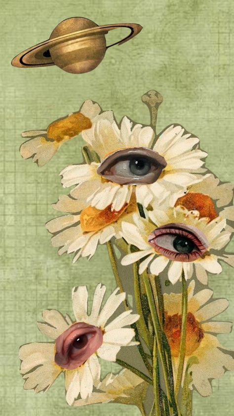 #flowers #sunflower #eyes #aesthetic #collage Flowers Coming Out Of Head, Sunflower Eyes, Surreal Flowers, Eyes Aesthetic, Botanical Collage, Surealism Art, Head Drawing, Dada Art, Flower Collage