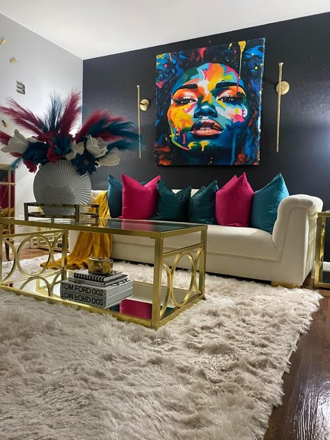 Glam Rooms, Glam Living Room Decor, Apartment Decorating Living, Elegant Living Room Decor, First Apartment Decorating, Art On The Wall, Glam Living, Glam Living Room, Room Decor Cozy