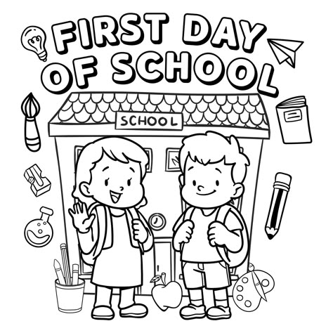 My First Day Of School Coloring Page, Welcome To First Grade Coloring Page, First Day Of School Coloring Page Kindergarten, First Day Of School Worksheets Kindergarten, First Day Of Preschool Worksheets, Welcome Back School Activities, First Day Of School Activity Preschool, First Day Of School Worksheets 1st Grade, 1st Day Of School Coloring Page Free