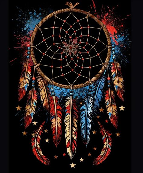 Midjourney AI Image: Design on a Black background for T-shirt, Dreamcatcher,cartoon art ,Independence Day ,clean vector ,... → more in ai-img-gen.com Yellow Feathers, Native American Culture, American Culture, Image Generator, Blue And Yellow, Intricate Design, Image Design, Phone Wallpapers, Black Background