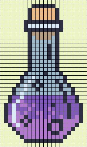 Satanic Crafts, Witch Perler Beads, Witch Pixel Art, Alpha Grids, Magical Embroidery, Pixel Quilting, Melt Beads Patterns, Grid Patterns, Bottle Drink