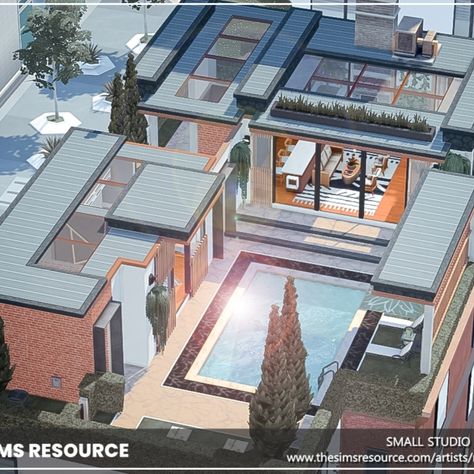 The Sims 4 Small Stusio PenthIuse. No Custom Content was used. Download at @TheSimsResource . Lovely decorated Penthouse for your sim. The Lot includes 1 bedroom and 2 bathrooms, nice patio area. Built by Moniamay72  #TS4 #ts4lots #tsr #TheSims #sims4 #thesims4 #Moniamay72 #thesims4lots #architecture #nocc #TSR #starter #TheSimsResource Sims 4 Penthouse Floorplan, Penthouse Sims 4, Penthouse Floorplan, Penthouse Exterior, Small Penthouse, Sims 4 Penthouse, Penthouse Layout, Sims4 Houses, Sims4 Build