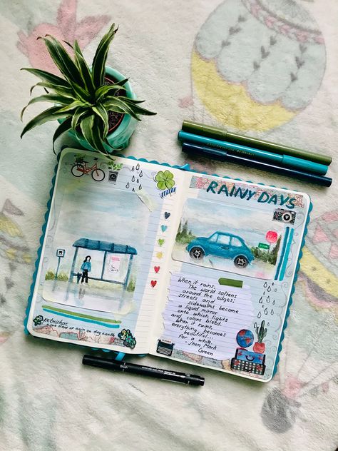 Rainy Day Journal, Day Journal, When It Rains, Rainy Days, Reading Lists, Journal Ideas, Rainy Day, Scrapbook Pages, Scrapbooking