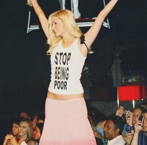 Paris Hilton Stop Being Poor, 2000s Halloween Costume, Paris Hilton 2000s, Stop Being Poor, 2000s Pop Culture, Paris And Nicole, 2000s Icons, 2000s Pop, 2000s Party