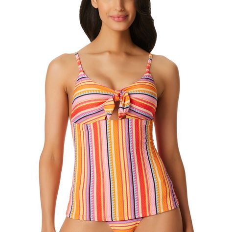 Escape To Pacific Tie-Front Tankini Top In Femme Stripe Striped Tankini, Black Bathing Suits, 1 Piece Swimsuit, 2 Piece Swimsuits, Blue Swimsuit, One Piece For Women, Black Swimsuit, Tankini Top, Swim Top