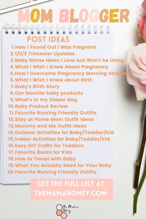 list of mom blog post ideas in orange, with pink and light pink flowers. this is a post for mommy bloggers needing blog inspiration Mom Blog Post Ideas, Mom Blog Ideas, Mom Blog Topics, Blogging Prompts, Nursing Friendly Outfits, Start A Mom Blog, Youtube Channel Name Ideas, Bloggers To Follow, Blogs To Follow