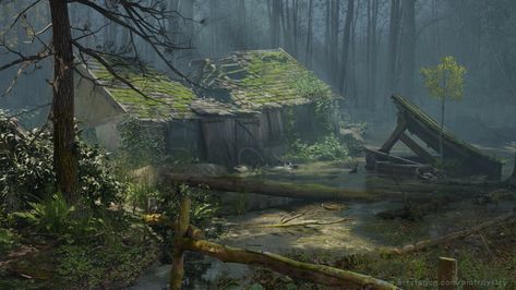 ArtStation - Abandoned Village Ruined Village Fantasy Art, Ruined Village Art, Abandoned Village Art, Abandoned Medieval Village, Fantasy Abandoned Village, Abandoned Village Fantasy Art, Burned Village, Fantasy Setting Village, Overgrown Village