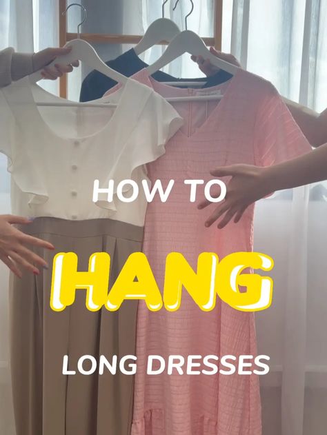 🫶🏼3 WAYS TO HANG LONG DRESSES 👗🌷💕 | Video published by The Stage Walk | Lemon8 How To Hang Up Long Dresses, How To Hang A Long Dress, How To Hang Dresses In Closet, Hanging Long Dresses In Closet, How To Hang Long Dresses In Short Closet, How To Hang Long Dresses, How To Hang Long Dresses In Closet, How To Hang Dresses In Short Closet, Dress Hanging Ideas