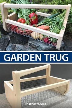 Build a tug basket from wood and metal garden fabric to collect and carry garden flowers and produce. Great for taking to an outdoor farmer’s market or local produce market. #Instructables #woodshop #workshop #woodworking #gardening #harvest Garden Trug, Diy Garden Landscaping, Produce Market, Garden Basket, Garden Fabric, Local Produce, American Girls, Flowers Wallpaper, Veggie Garden