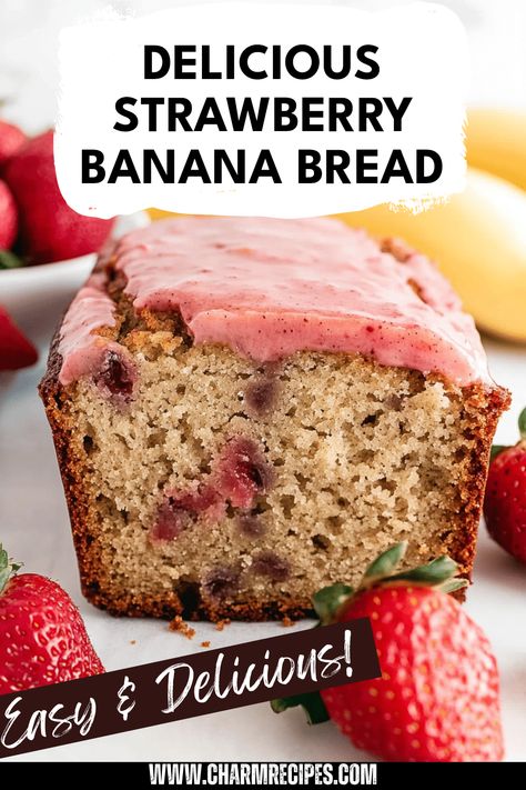 Enjoy a delightful twist on traditional banana bread with this savory Strawberry Banana Bread. Featuring ripe bananas and sweet strawberries, every slice is moist and packed with flavor. Perfect for breakfast or as a lovely afternoon snack, this easy recipe will quickly become a family favorite. Just imagine the smell wafting through your kitchen as it bakes! Pair it with some butter or cream cheese for extra decadence. Treat yourself today to this scrumptious fruit-infused loaf and savor every moment! Overripe Strawberries, Ripe Bananas Recipes, Recipes For Ripe Bananas, Banana Strawberry Bread, Ripe Banana Recipe, Strawberry Banana Bread, Healthy Dessert Options, Pumpkin Banana Bread, Strawberry Bread