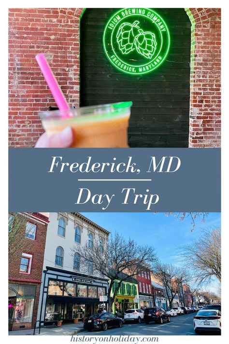 Frederick, Maryland is a short, delightful day trip conveniently close to D.C., Gettysburg, and Baltimore. Check out my itinerary full of breweries, shopping, and museums! Maryland Day Trips, Traveling America, Visit Maryland, Frederick Maryland, Food Poisoning, Frederick Md, Interesting History, It's Okay, A Perfect Day