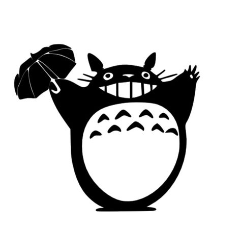 Anime Cricut Projects, Totoro Svg Free, Studio Ghibli Stencil, Studio Ghibli Silhouette, Ghibli Silhouette, Totoro Black And White, Studio Ghibli Black And White, Totoro Silhouette, Studio Ghibli Totoro