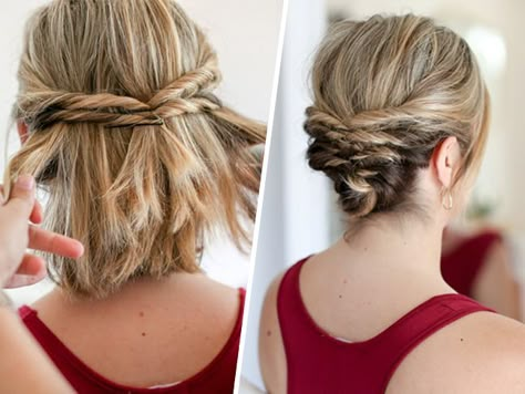 Quick Messy Updo for Short Hair Short Hair Up, Hairstyles Bridesmaid, Messy Updo, Short Hairdos, Hair Bridesmaid, Penteado Cabelo Curto, Bridesmaid Hairstyles, Short Hair Updo, Hairstyles Black