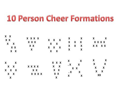 Formations for 10 Formation Ideas Dance, Formations For 10 Dancers, Formations For Dance, Cheer Dance Formation, Cheerleader Formations, Dance Team Formations, Dance Formations For 8, 10 Person Cheer Formation, Cheer Formations 10 People