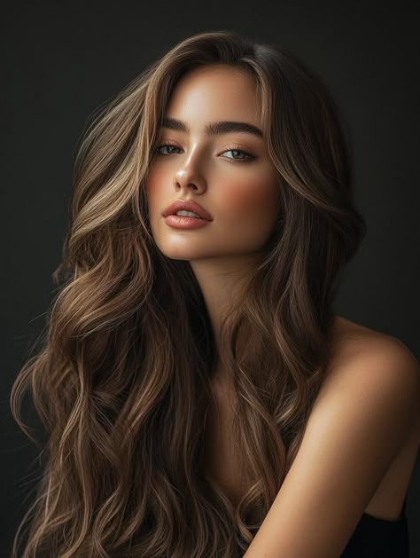 Long Hairstyles For Thick Hair, Brunette Female, Pretty Brunettes, Thick Long Hair, Pretty Characters, Loose Ponytail, Hollywood Waves, Pretty Brunette, Luscious Hair