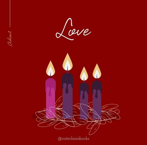 Advent | Fourth Advent Candle | Love | Christmas | December | Winter | catechesisbooks Advent Phone Wallpaper, Four Candles Of Advent, Advent Pictures, Advent Candles Church, 2nd Sunday Of Advent Candle, Graphic Illustrations Advent Candles, Candle Invitation, Advent Images, Advent Art