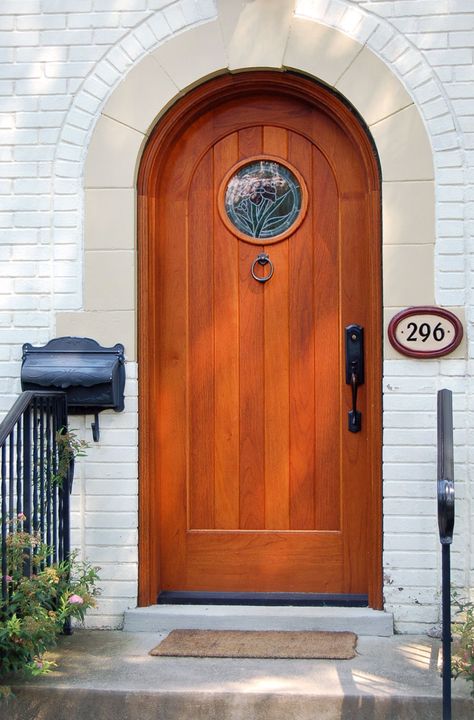 Wooden Arched Doors - Round Top & Curved Top Doors Arched Doors Exterior, Front Door Curved Top, Round Exterior Door, Doors With Round Windows, Round French Doors, Curved Door Design, Arch Entry Door, Round Top Front Door, Rounded Front Door Entrance