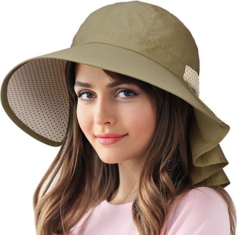 Sun Protection Hats for Women Hiking Garden Safari w/Flap Neck Cover Wide Brim at Amazon Women’s Clothing store: Sewing Hats, Women Hiking, Hiking Hat, Gardening Hat, Safari Hat, Neck Cover, Wide Brim Sun Hat, Summer Sun Hat, Gardening Outfit